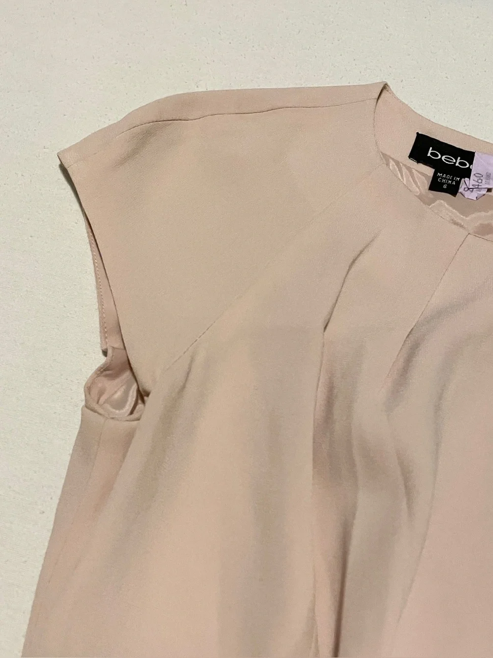 Bebe Nude Peplum Sheath Dress Cap Sleeve - Size 6 - Picture 7 of 16